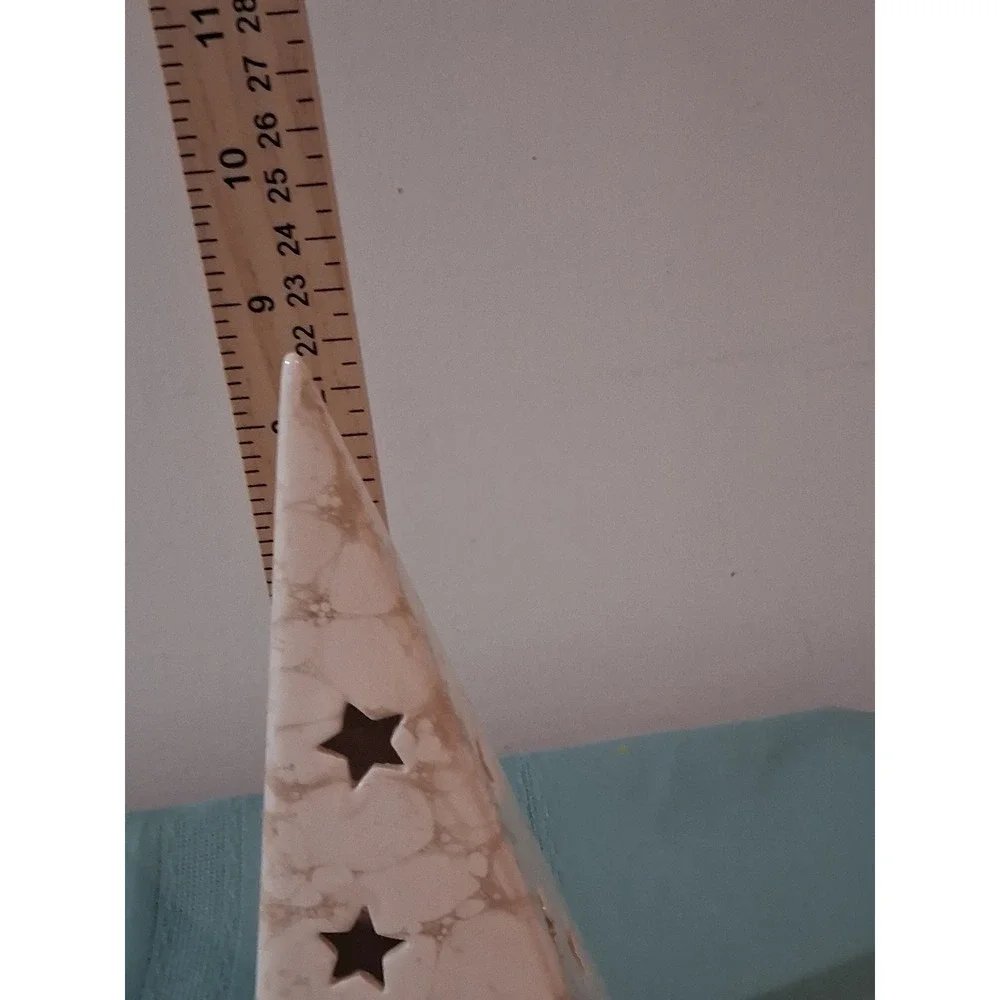PartyLite Marbled Ceramic Pyramid Tea Light Holder Moon Stars Celestial P0131 - Picture 4 of 4